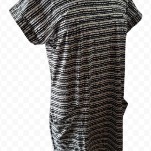 Talbots Black White Striped Dress sheath with pockets Sz LP L short sleeves - Picture 3 of 11